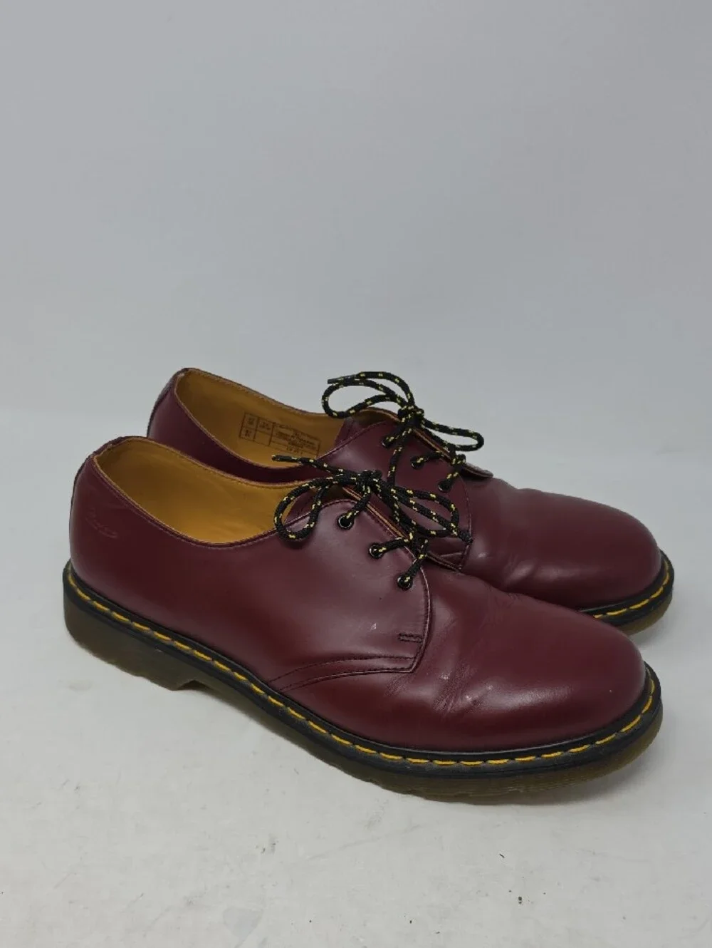 Dr. Martens Burgundy Leather Oxford with Yellow Stitching Size 13